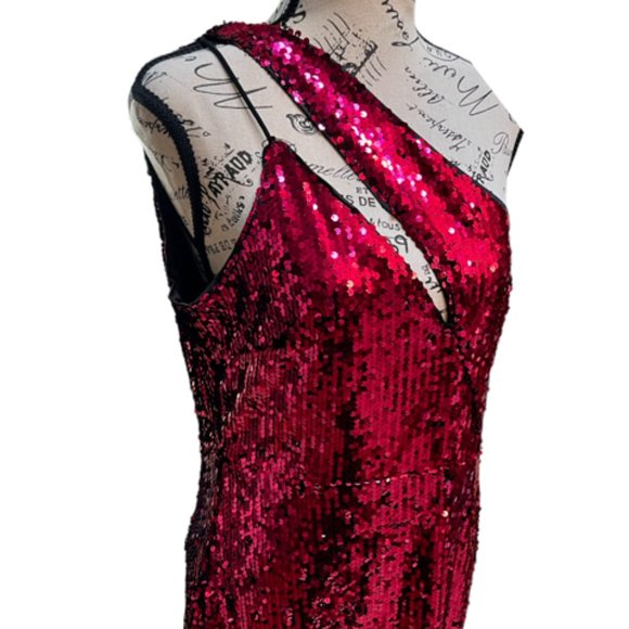 Shein Sequin Cranberry Size large 8-14 - Picture 4 of 4